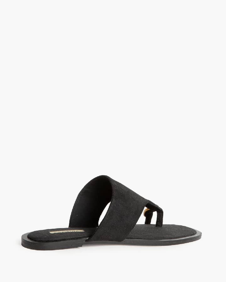 Chinelo estilo camurça com aplicação metalizada Preto