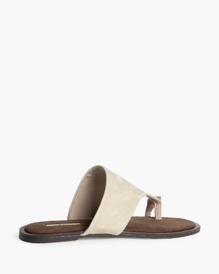 Chinelo estilo camurça com aplicação metalizada Taupe