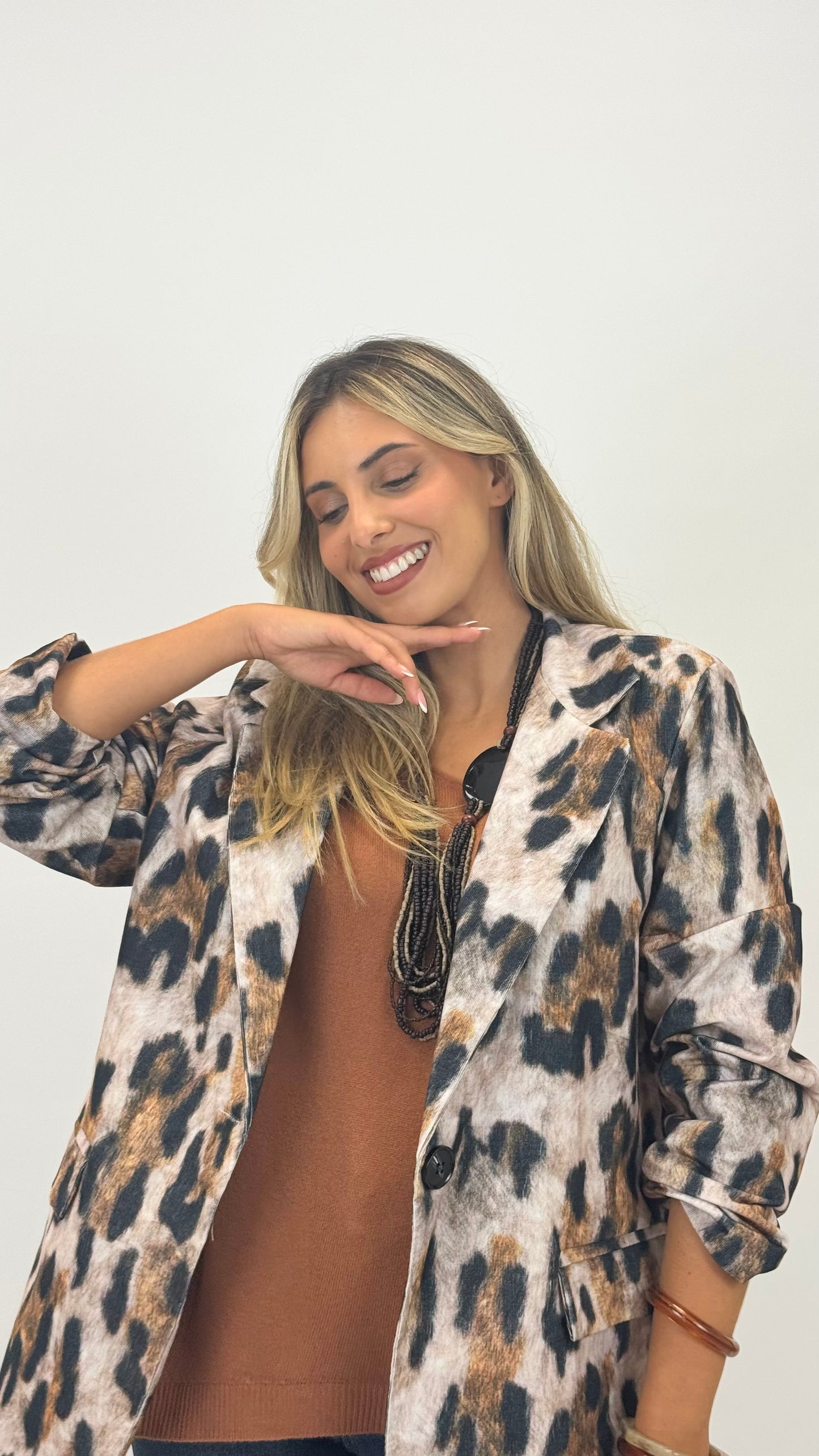Blazer bombazine animal-print