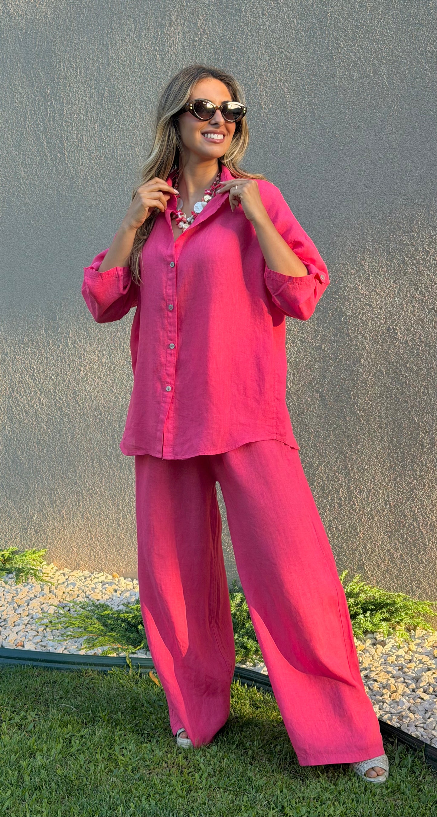 Camisa linho coral