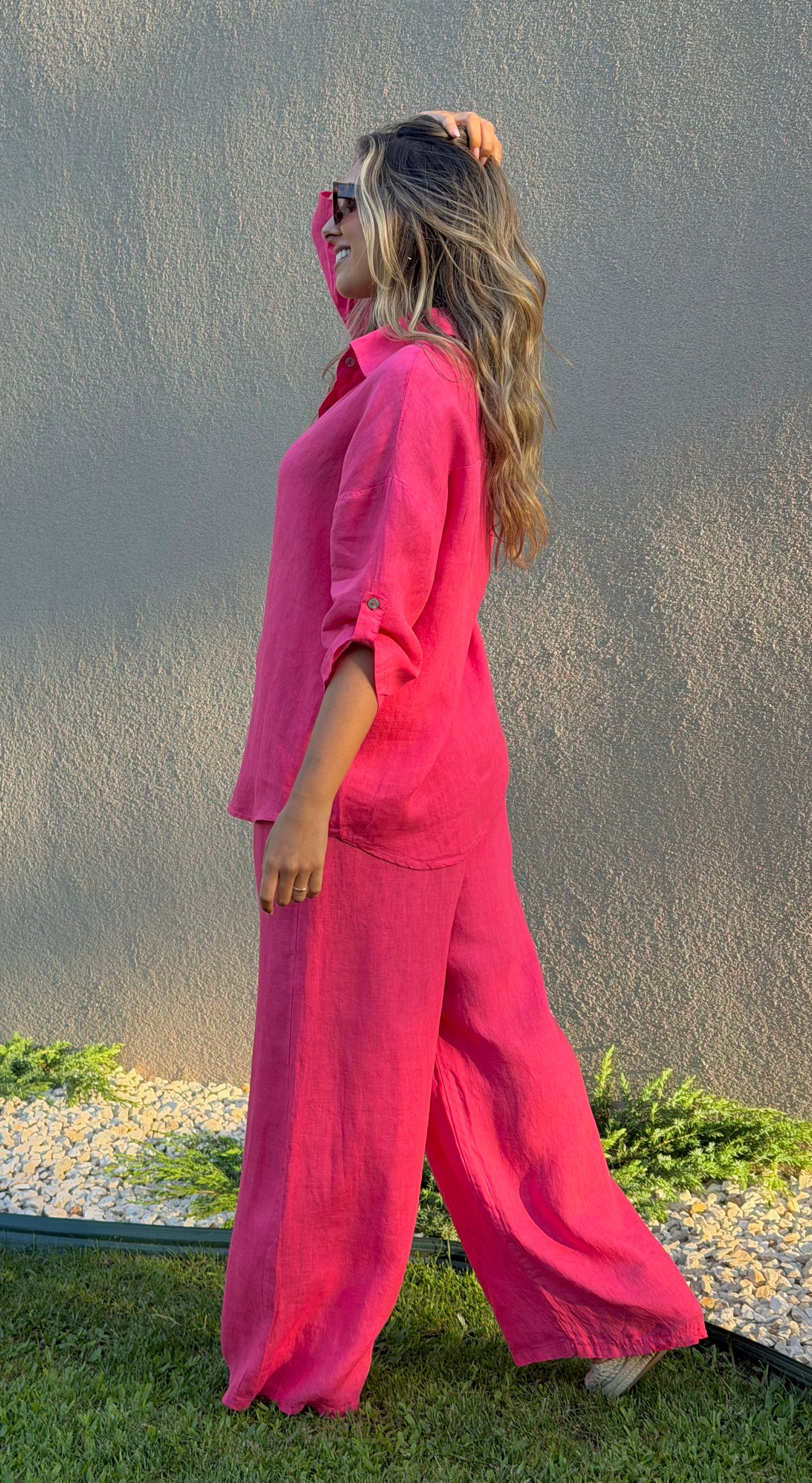 Camisa linho coral