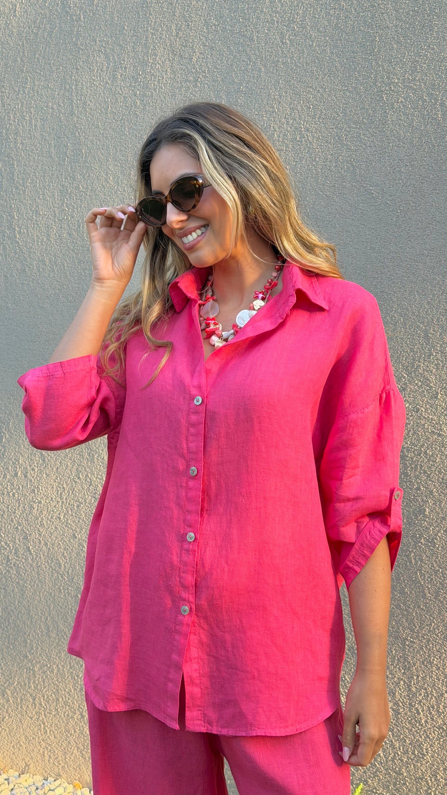 Camisa linho coral