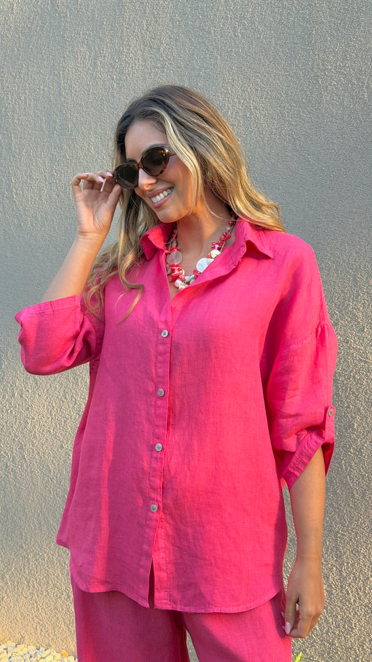 Camisa linho coral