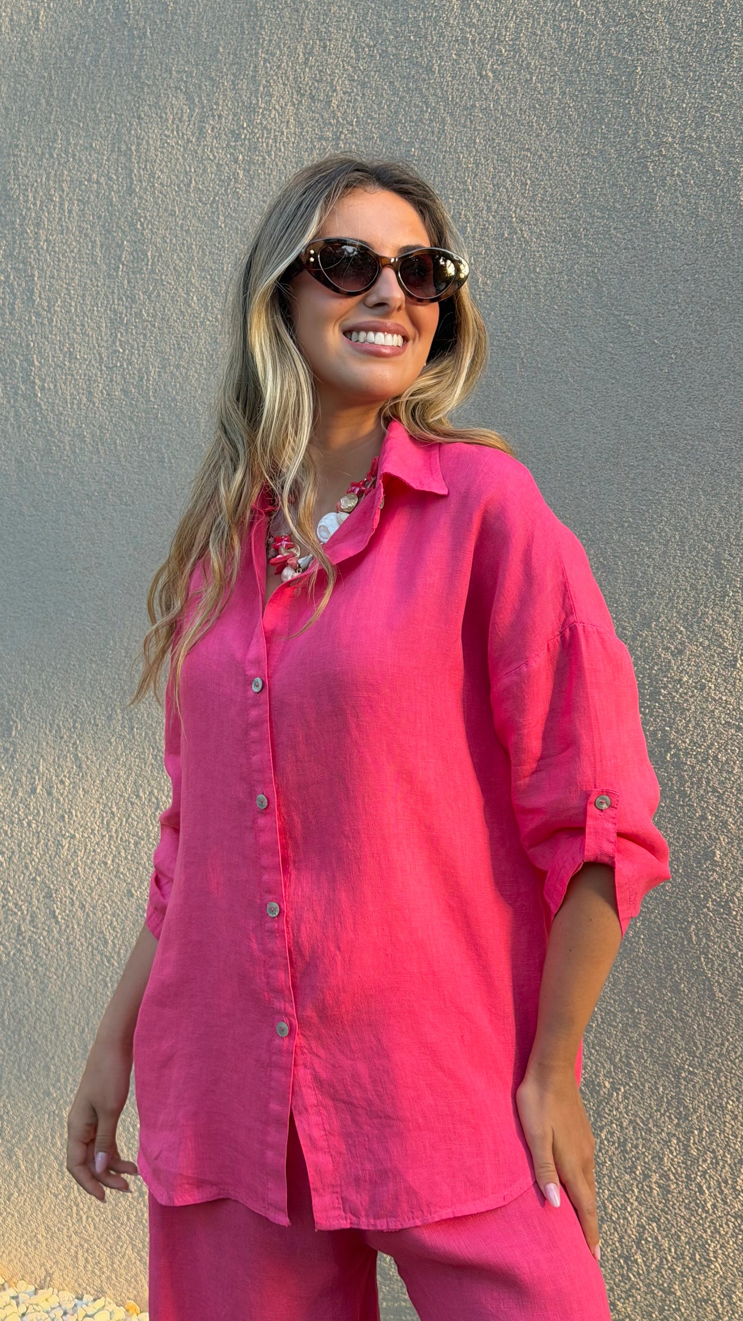 Camisa linho coral