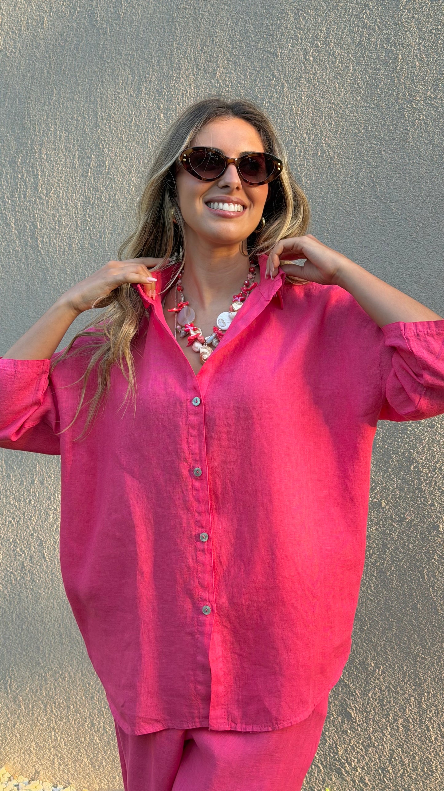 Camisa linho coral