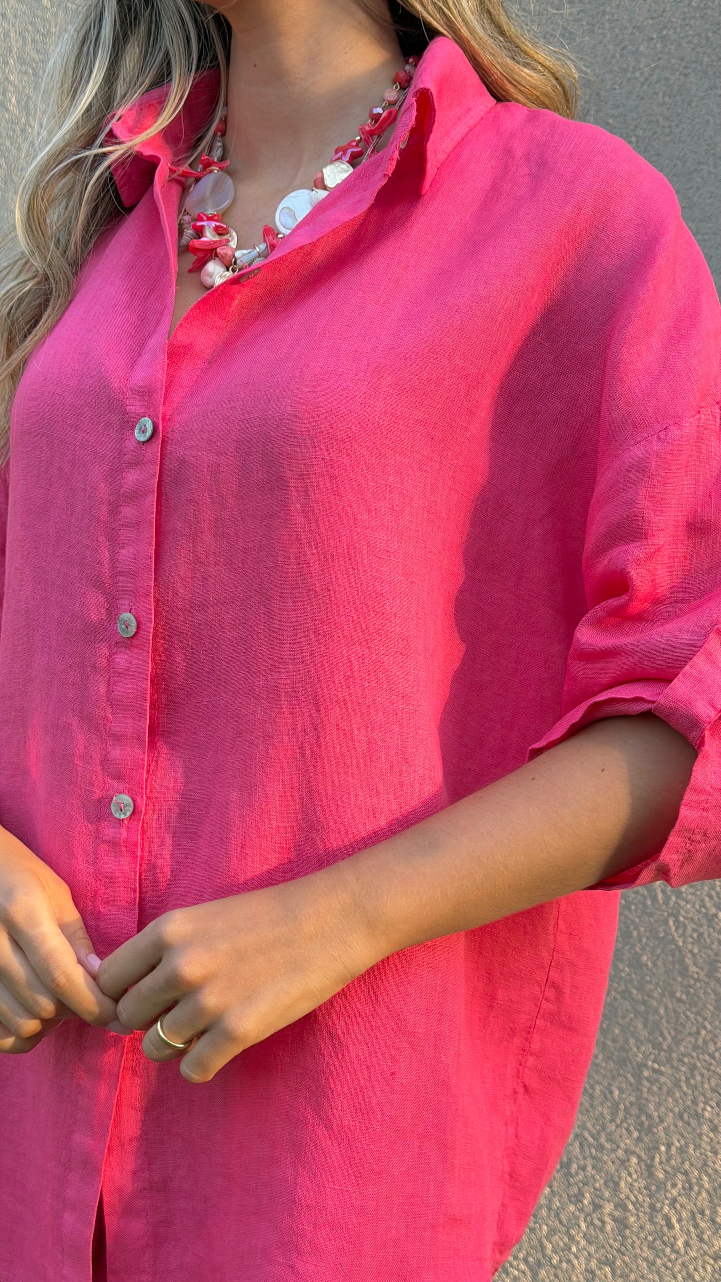 Camisa linho coral