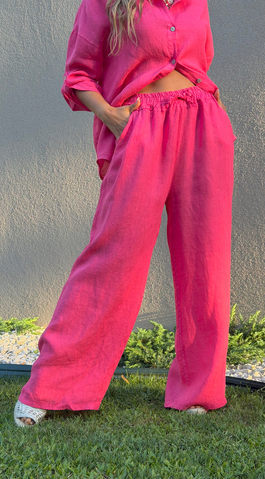 Calça linho coral