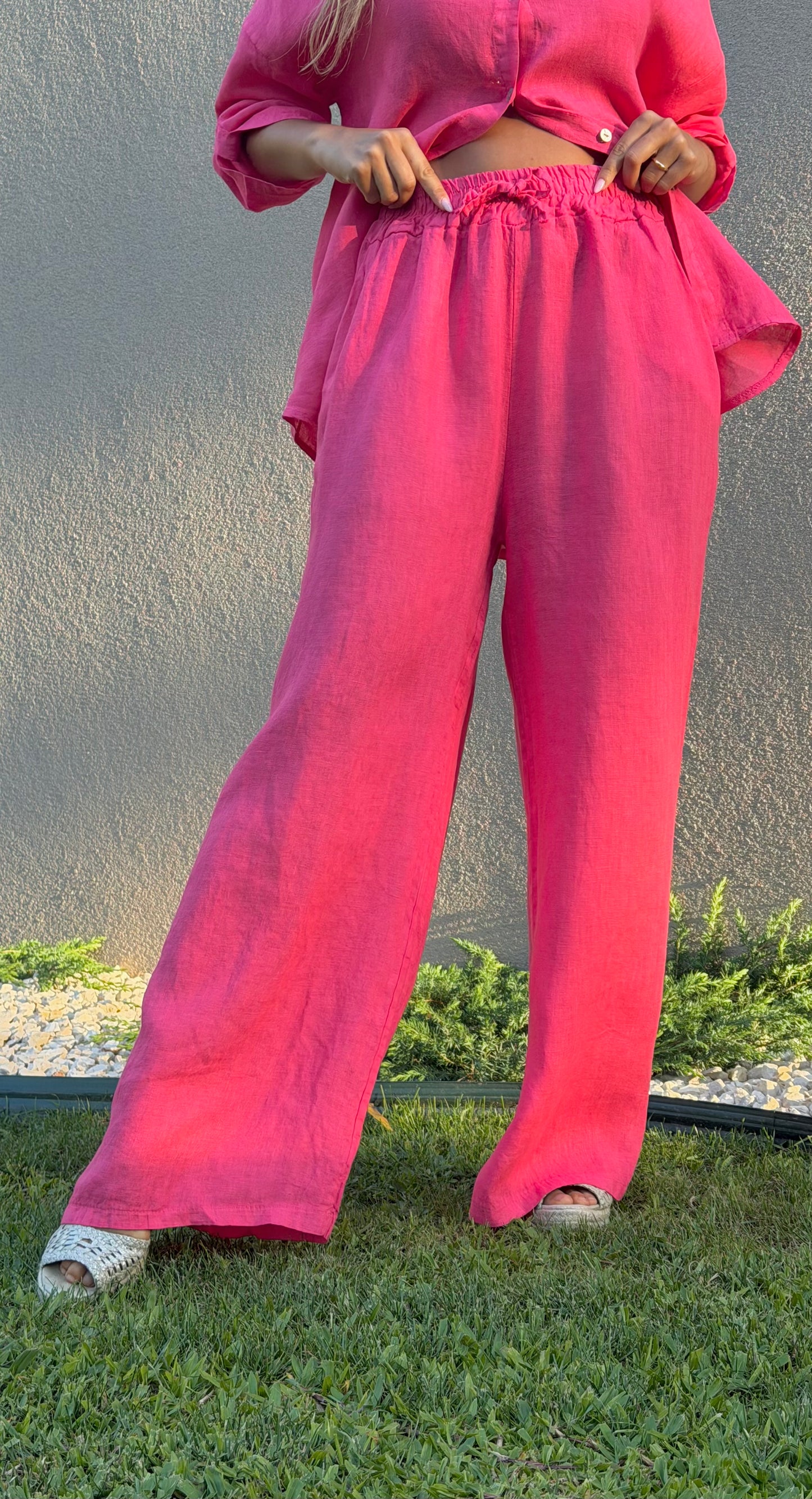 Calça linho coral