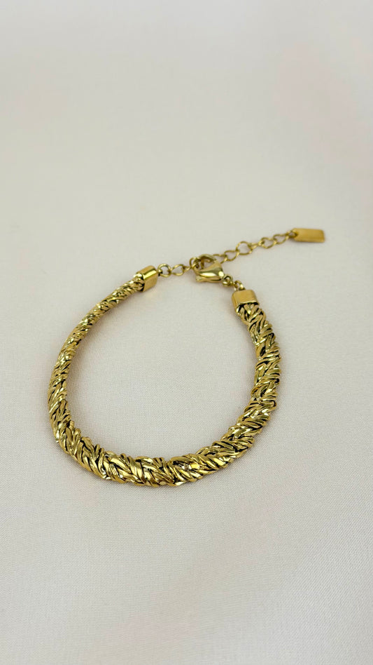 Pulseira aço cordão dourado