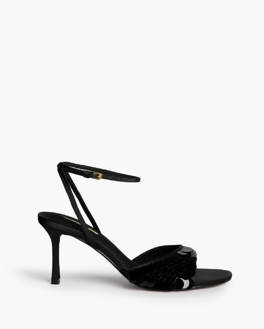 Sandália stilleto com lantejoulas preto