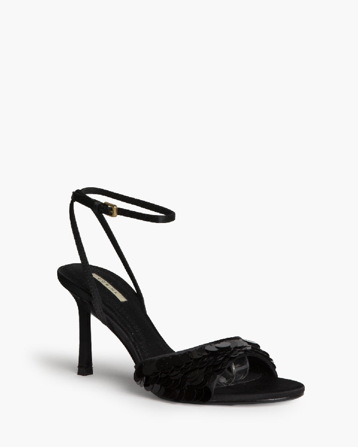 Sandália stilleto com lantejoulas preto