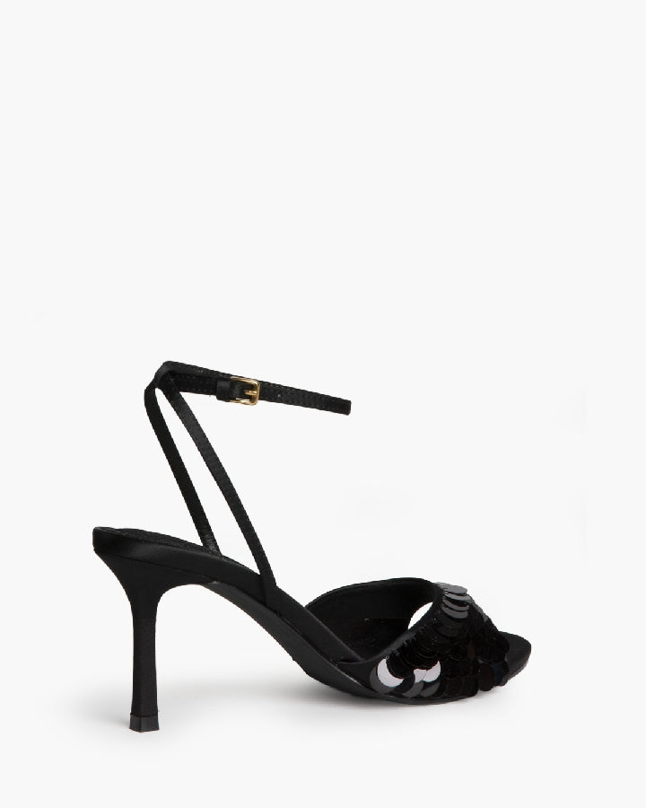 Sandália stilleto com lantejoulas preto