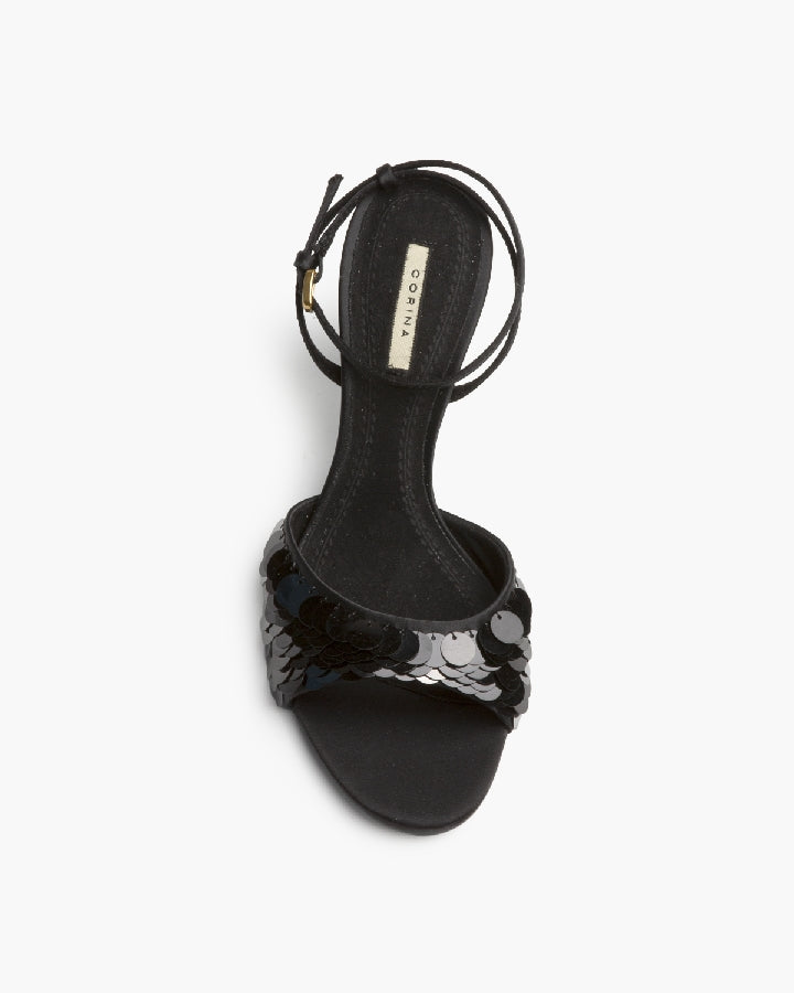 Sandália stilleto com lantejoulas preto