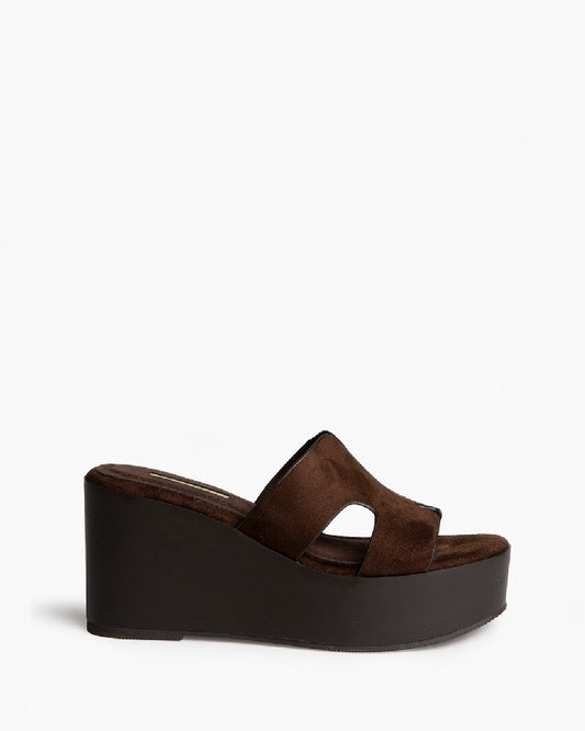 Sandália de plataforma castanho