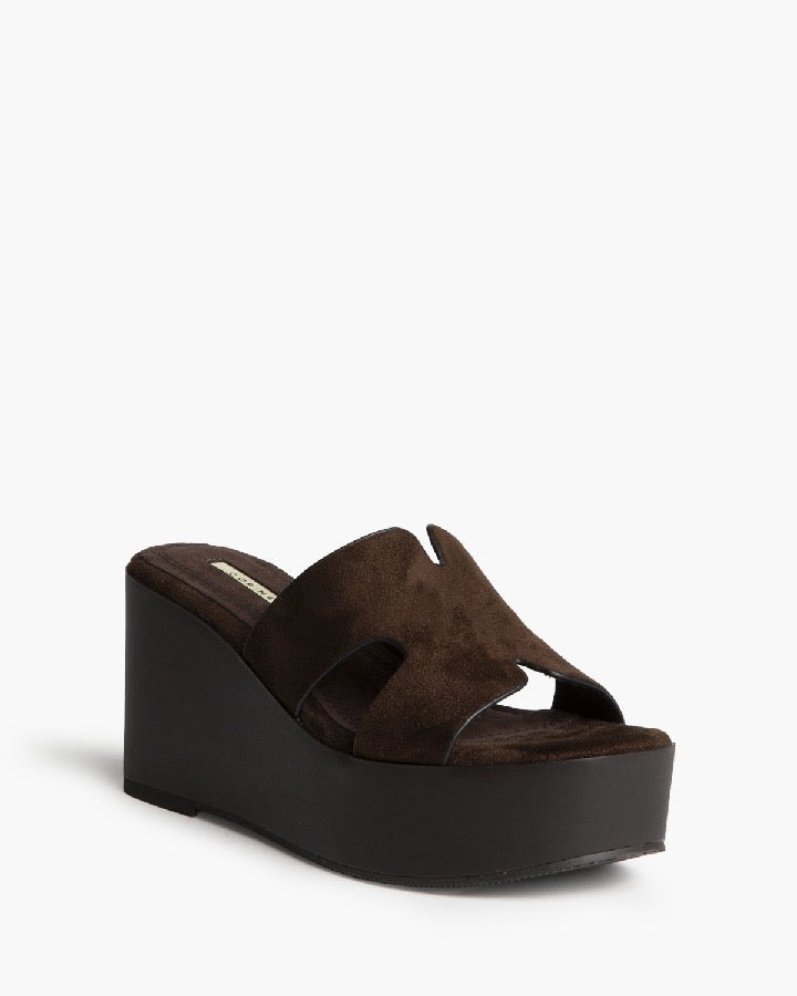 Sandália de plataforma castanho