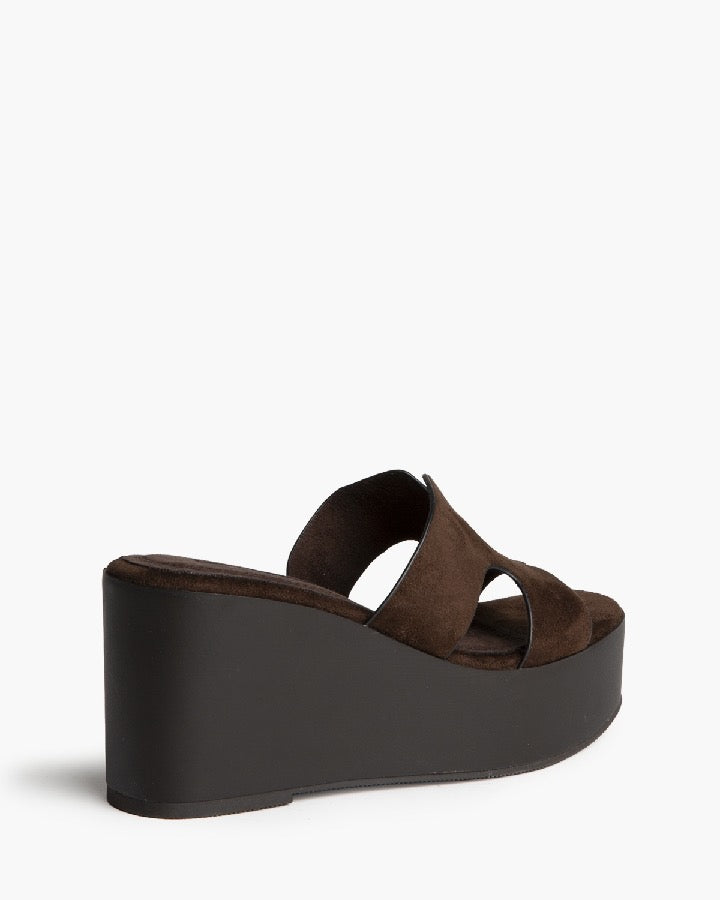 Sandália de plataforma castanho