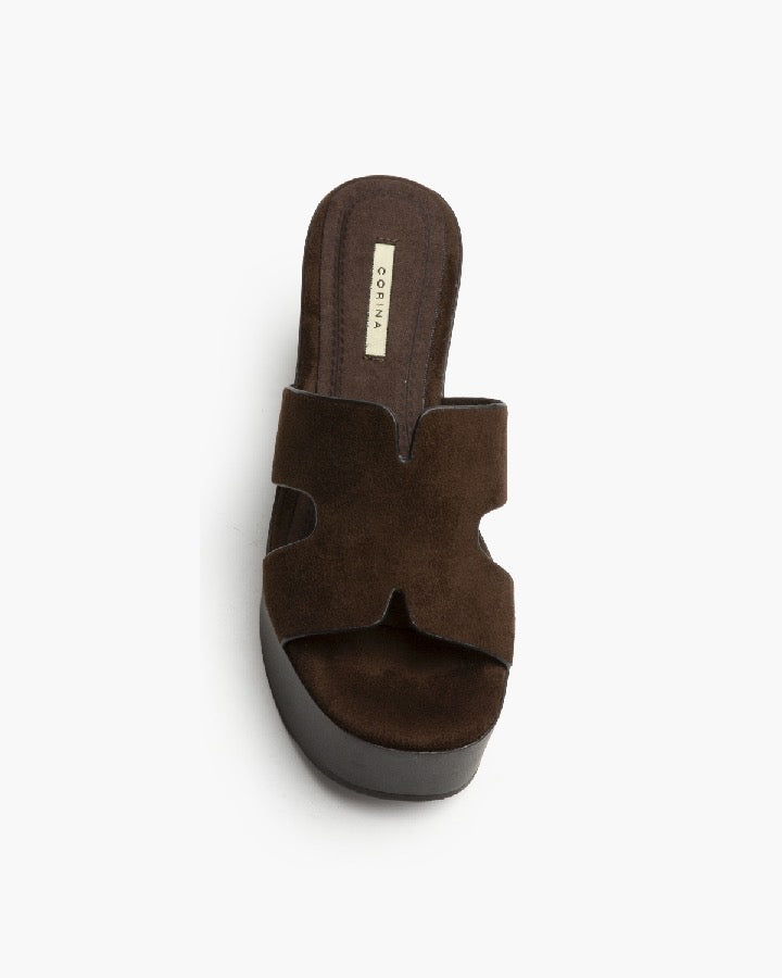 Sandália de plataforma castanho