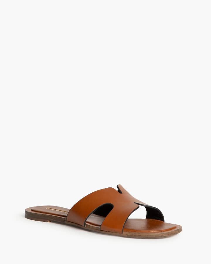 Chinelo pele sintética camel