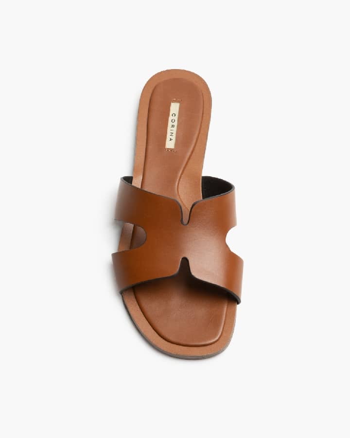 Chinelo pele sintética camel