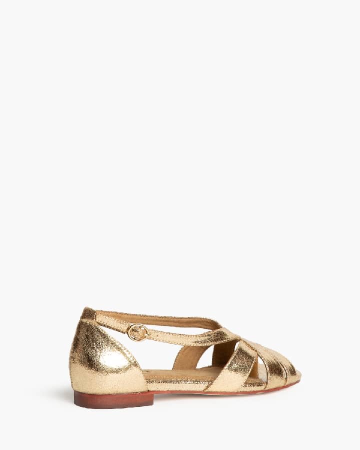 Sandália rasa entrelaçado dourado