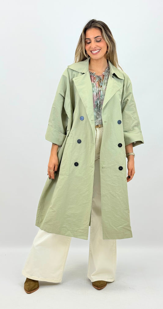 Gabardine oversized verde-claro