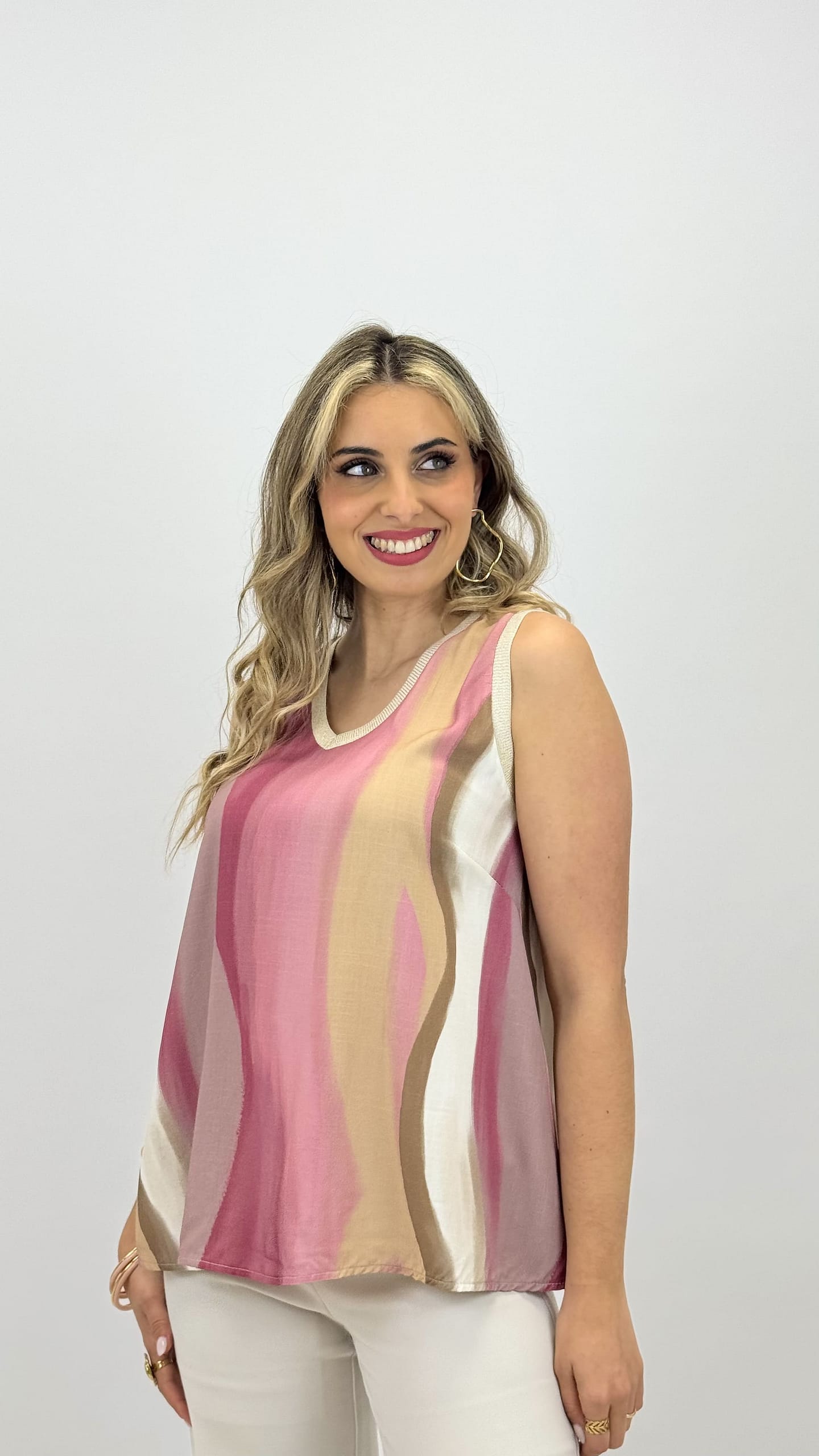 Top tons bege e rosa