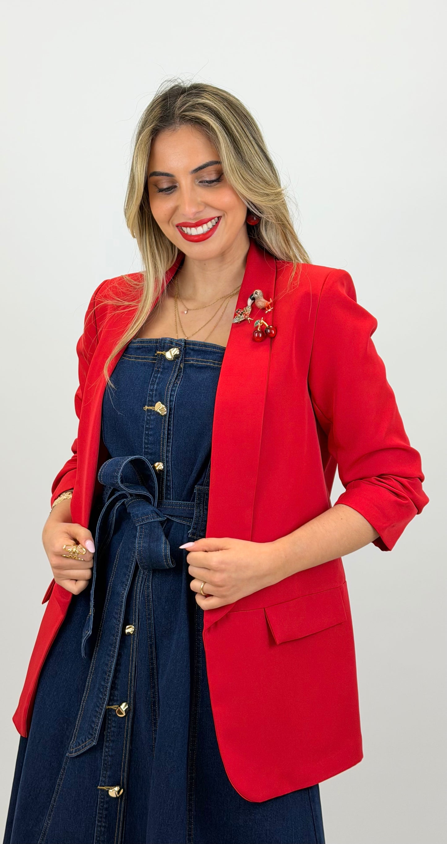 Blazer meia-estação vermelho