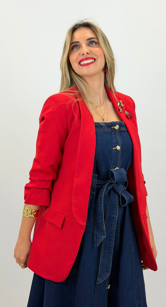 Blazer meia-estação vermelho