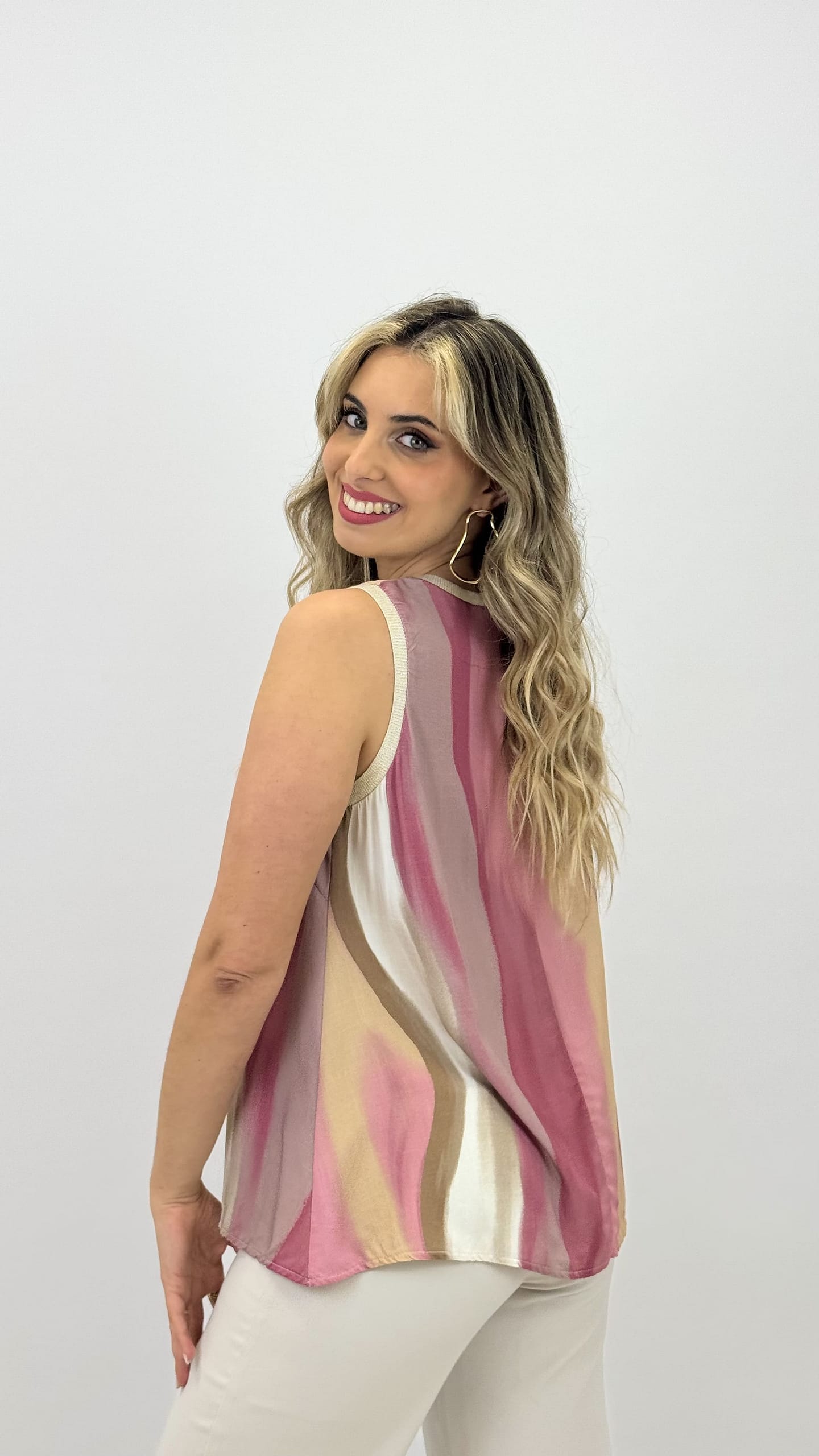 Top tons bege e rosa
