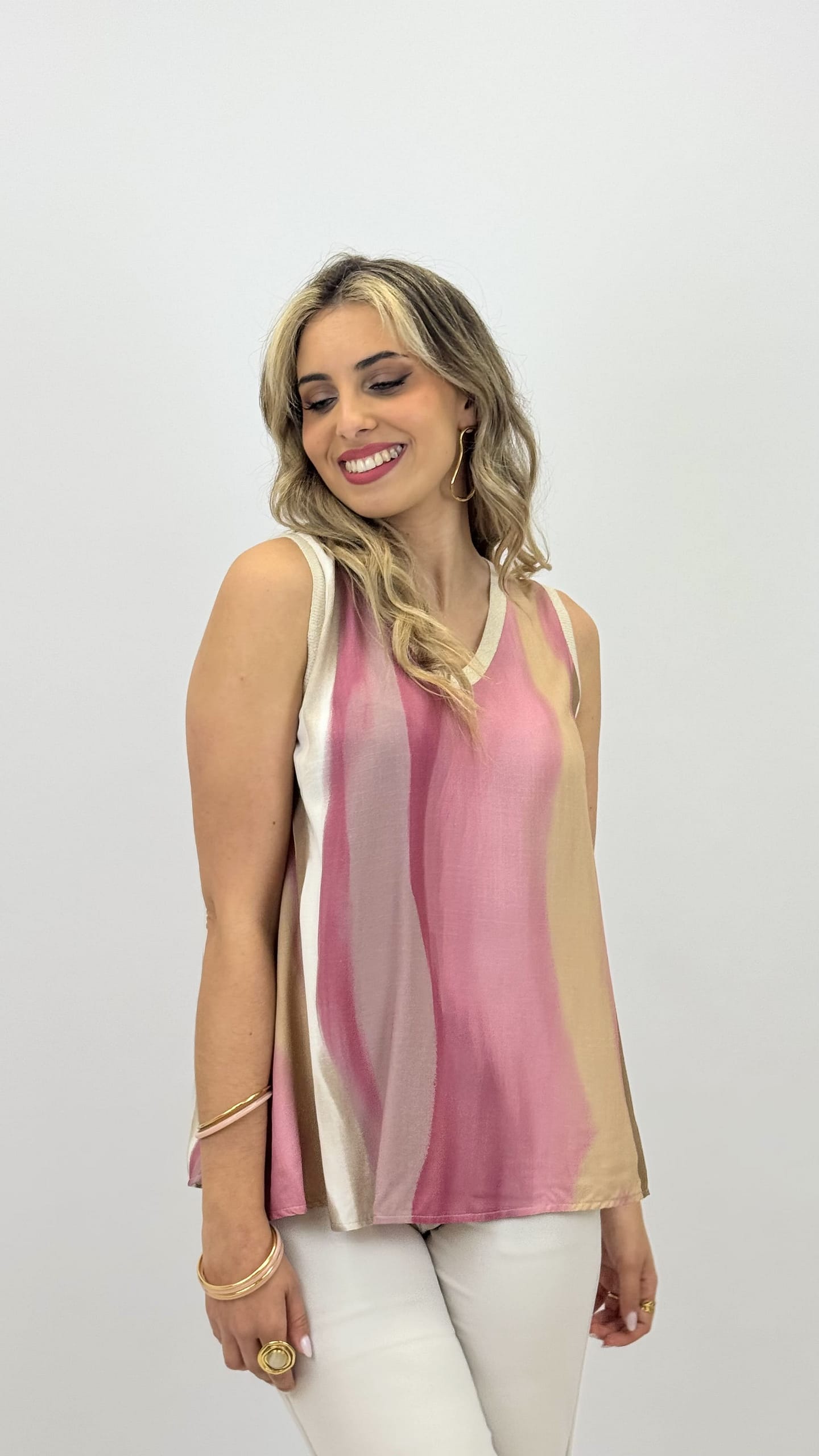 Top tons bege e rosa