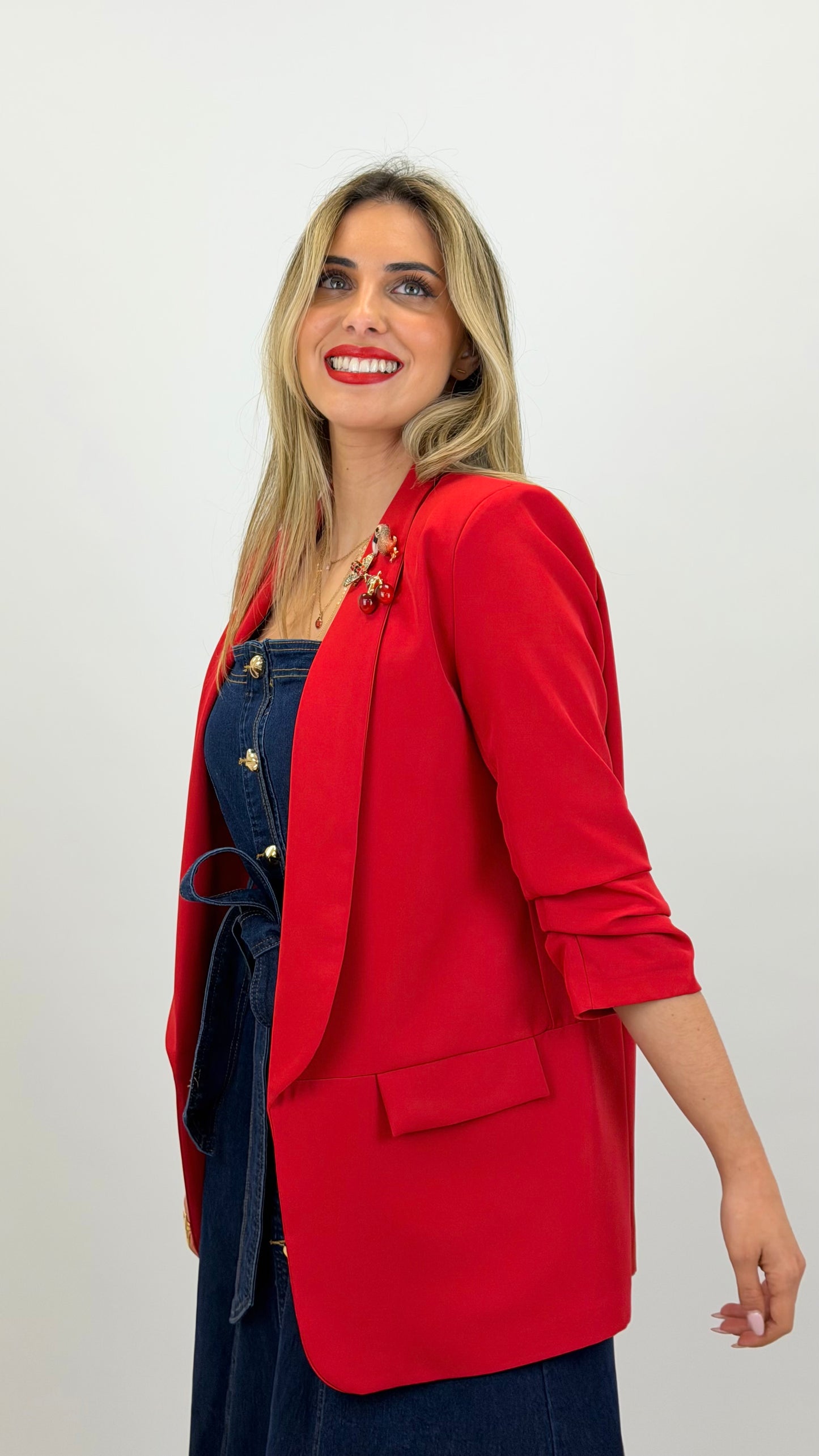 Blazer meia-estação vermelho