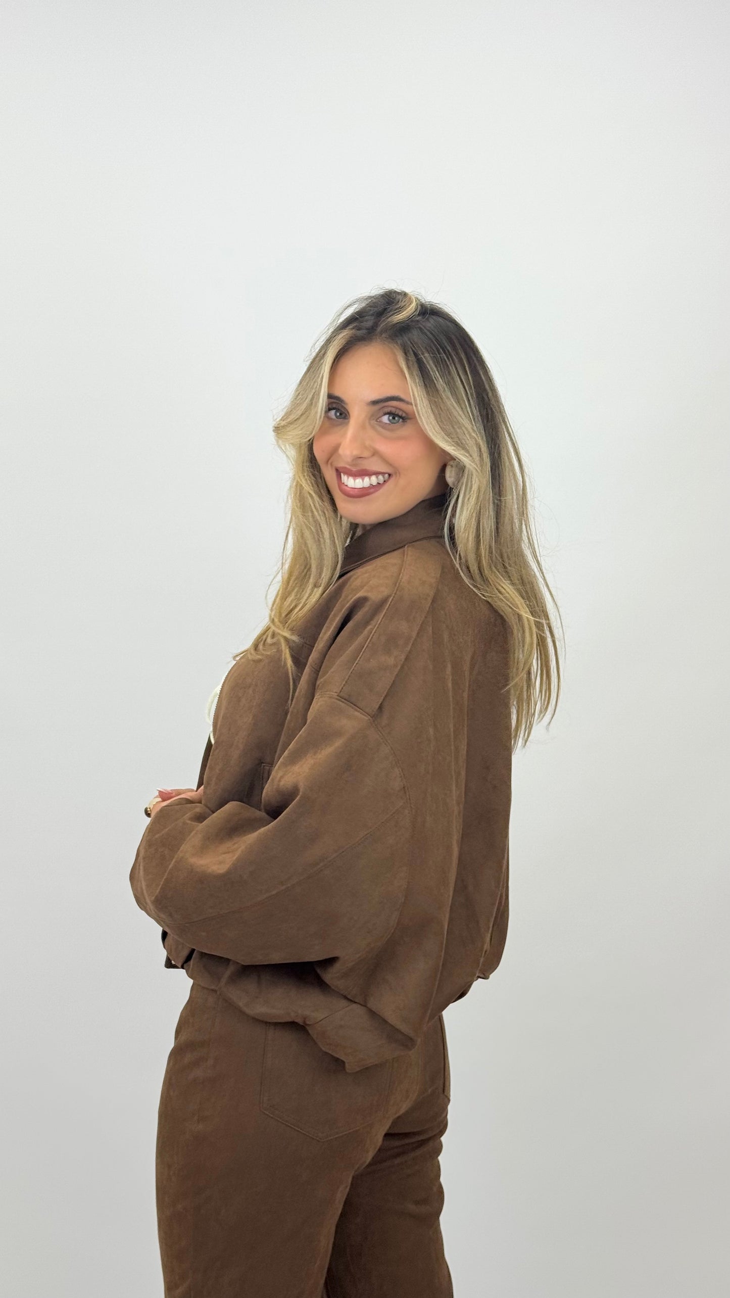 Blusão estilo camurça camel
