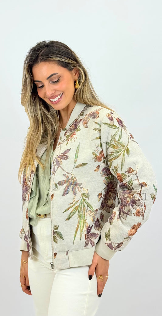 Bomber creme estampado floral