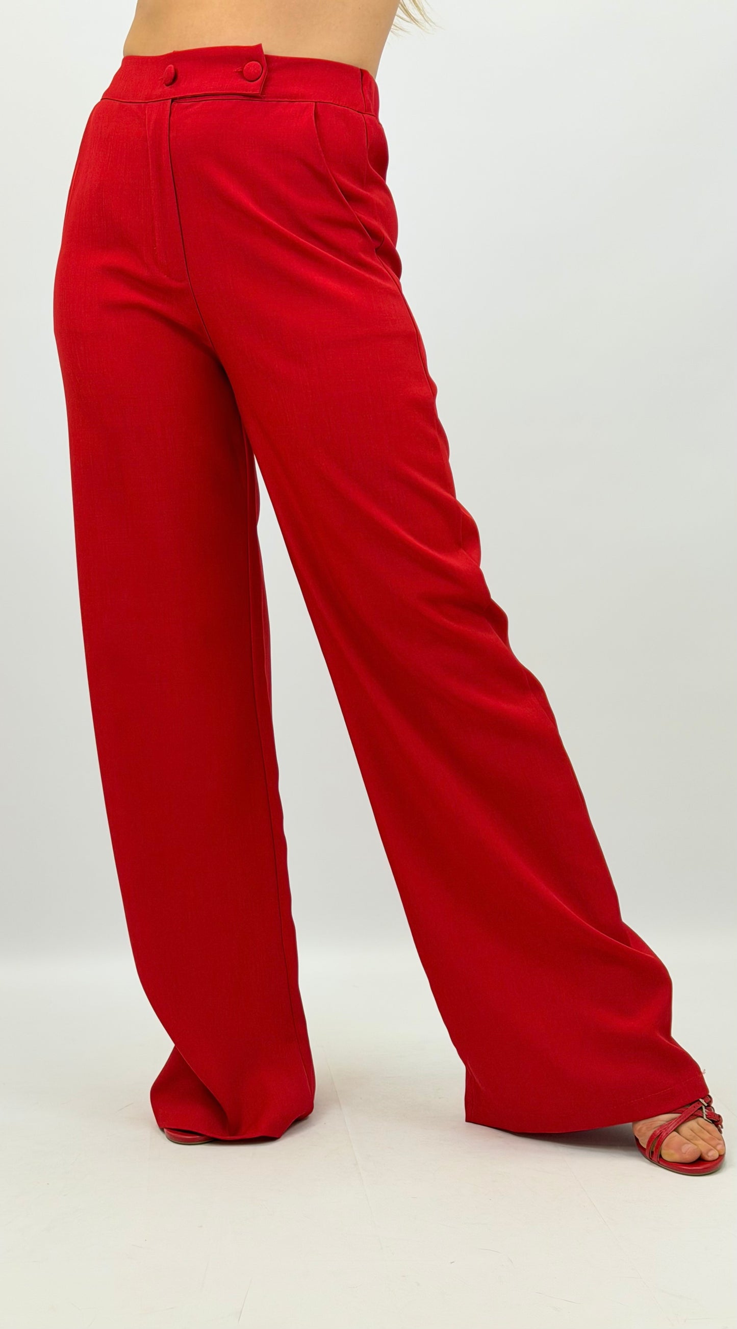 Calça alfaiataria tecido vermelho