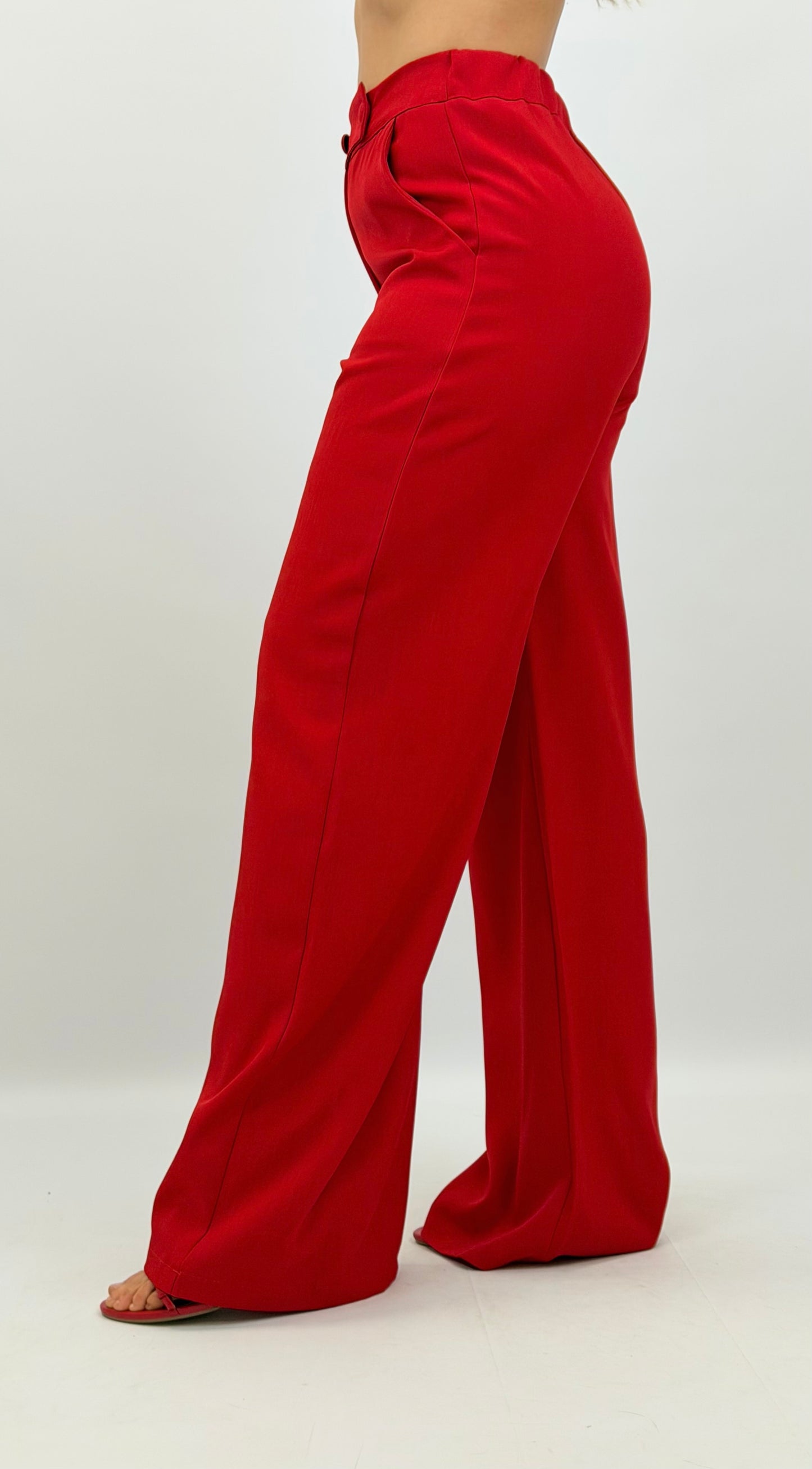 Calça alfaiataria tecido vermelho