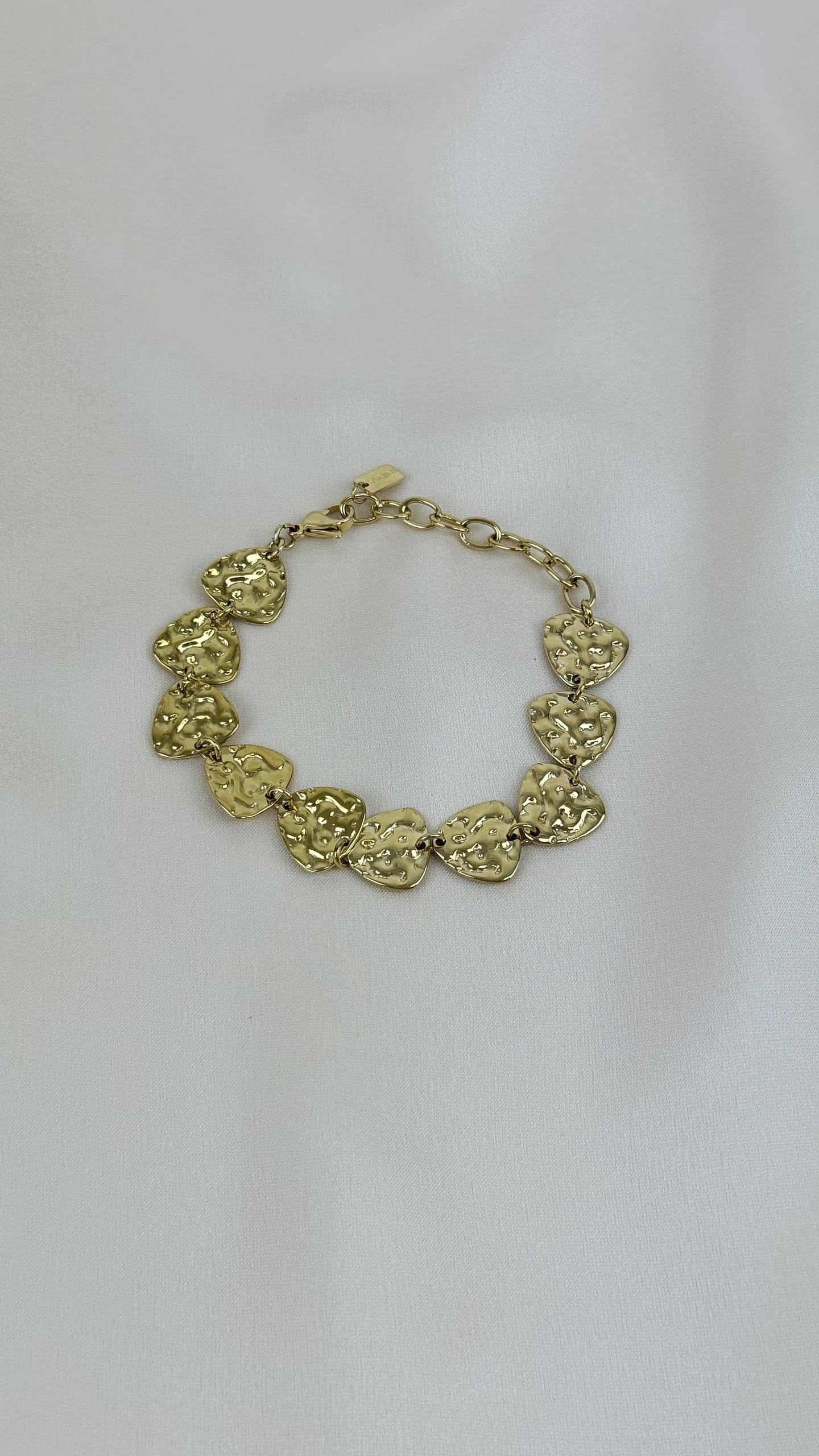 Pulseira aço medalhinhas marteladas