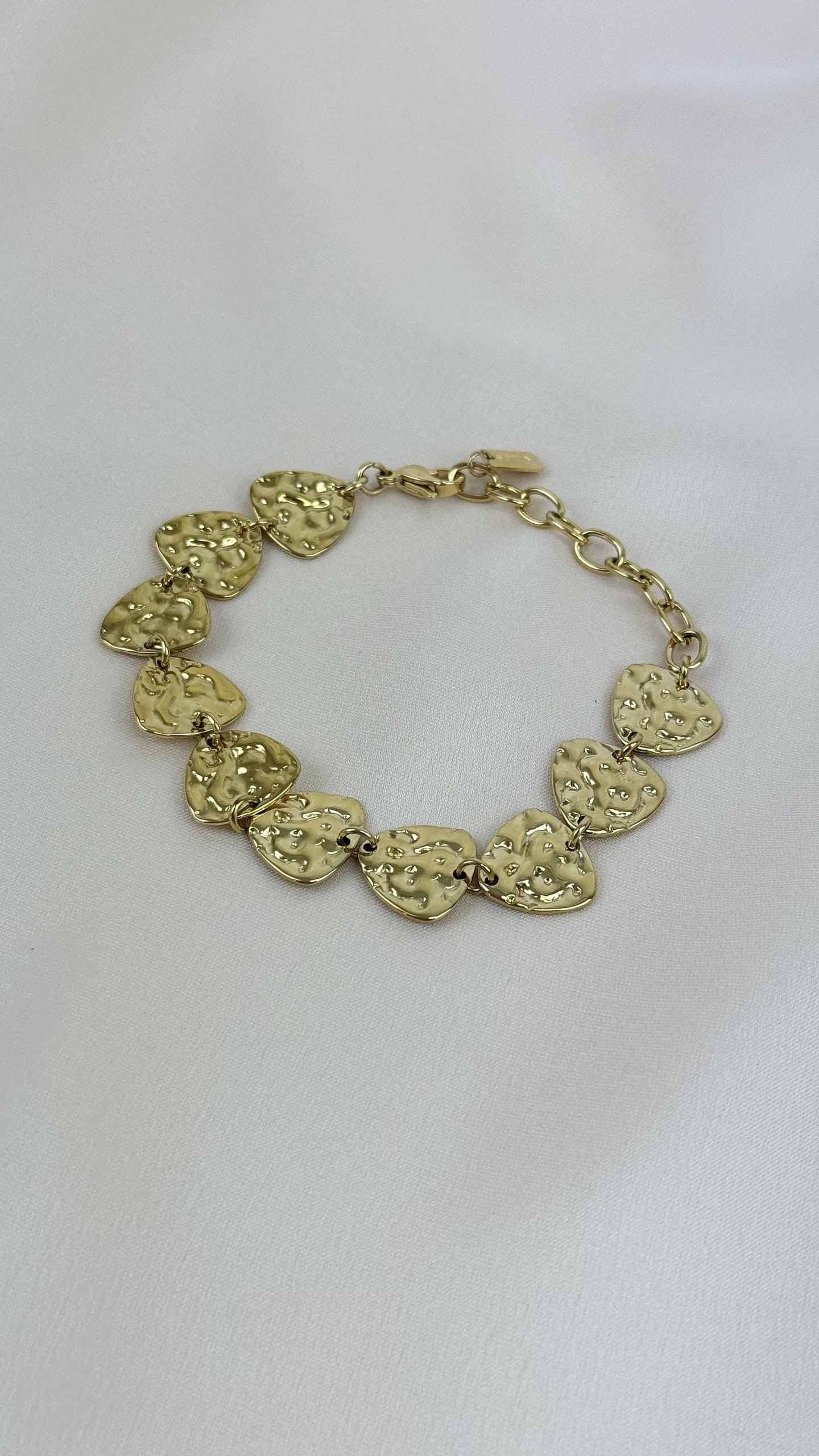 Pulseira aço medalhinhas marteladas