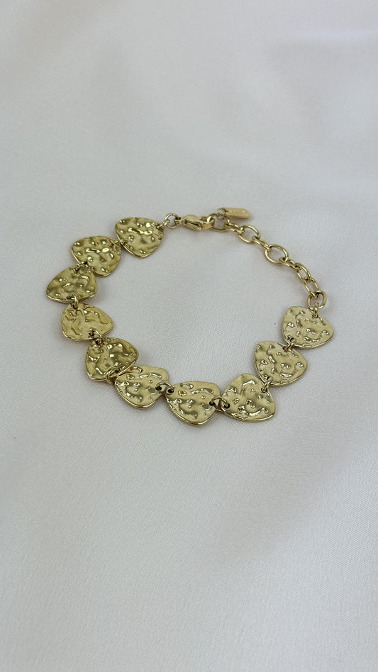 Pulseira aço medalhinhas marteladas