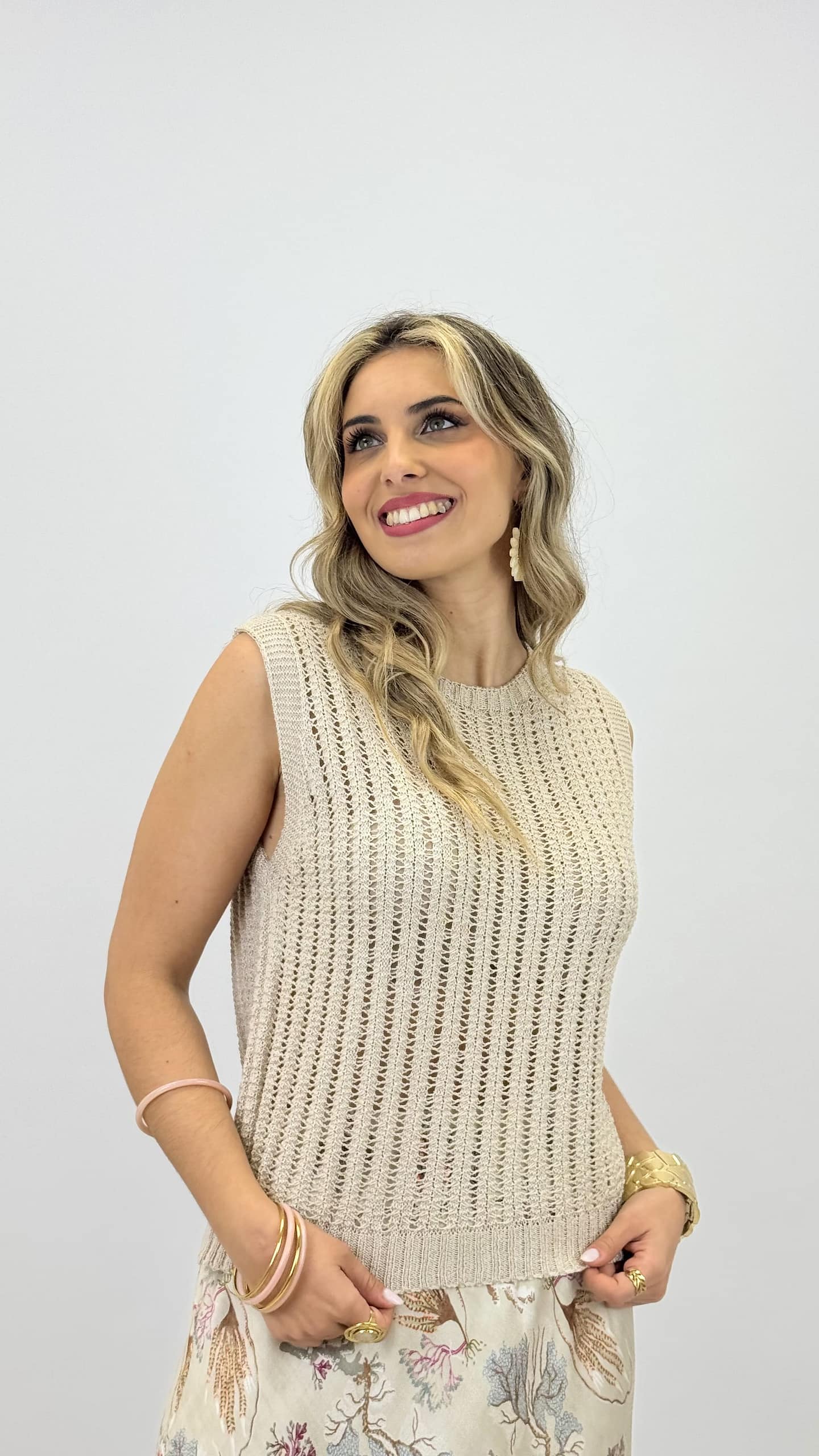 Top croché bege-areia