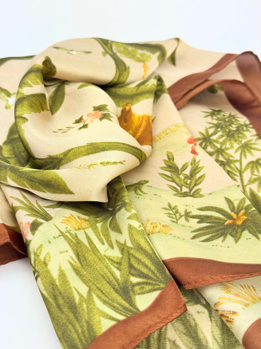 Lenço pequeno estampado tropical