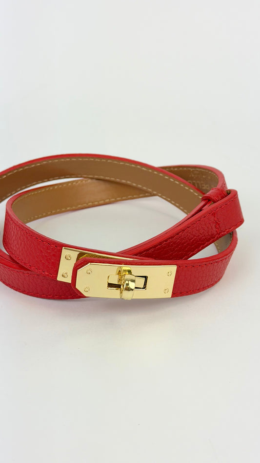 Cinto em pele genuína vermelho
