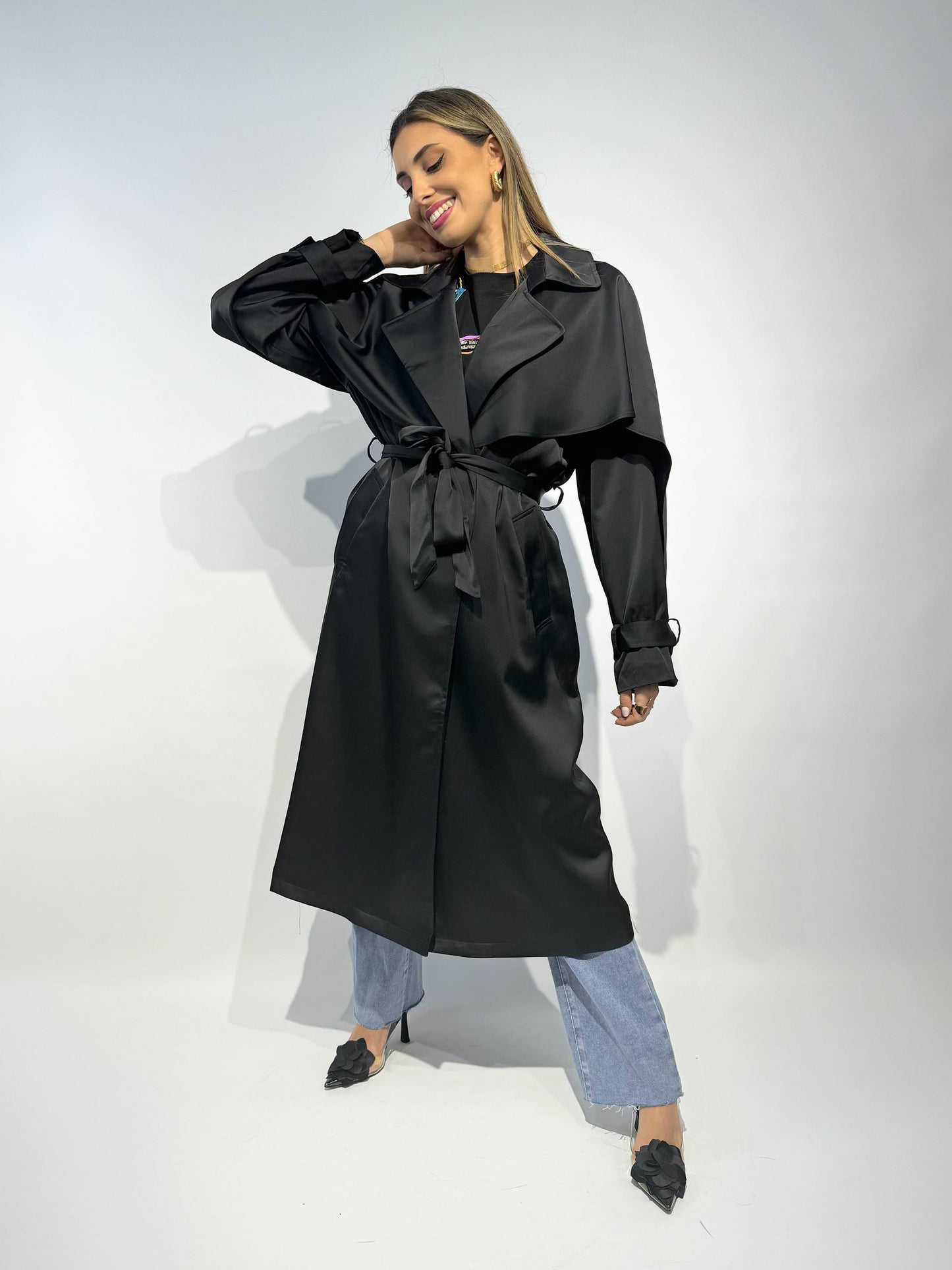 Gabardine acetinada preta