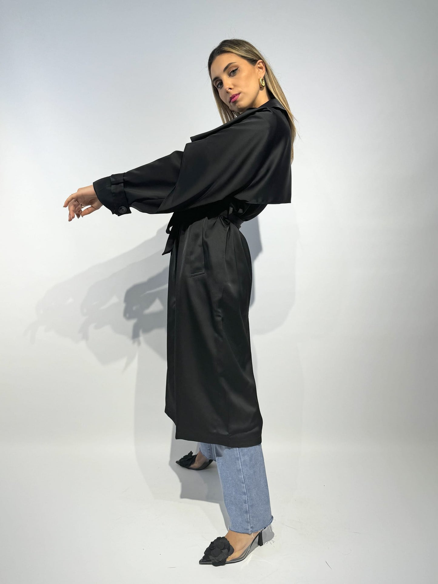 Gabardine acetinada preta