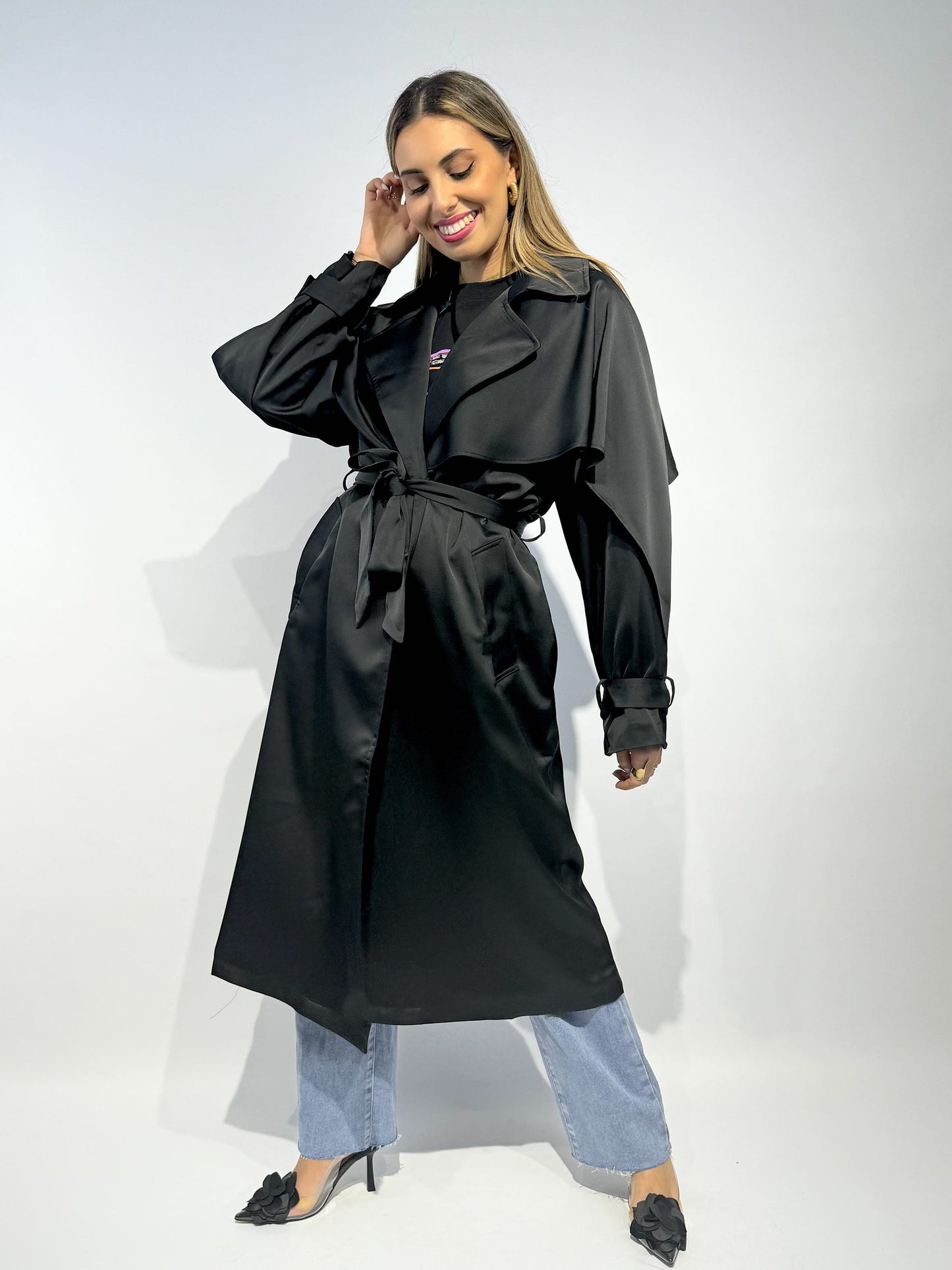 Gabardine acetinada preta
