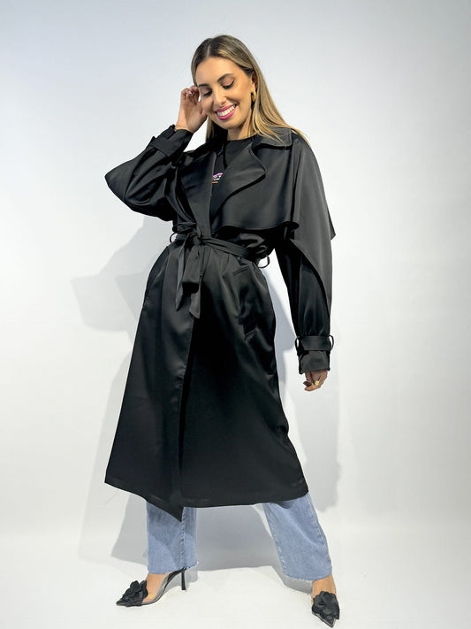 Gabardine acetinada preta