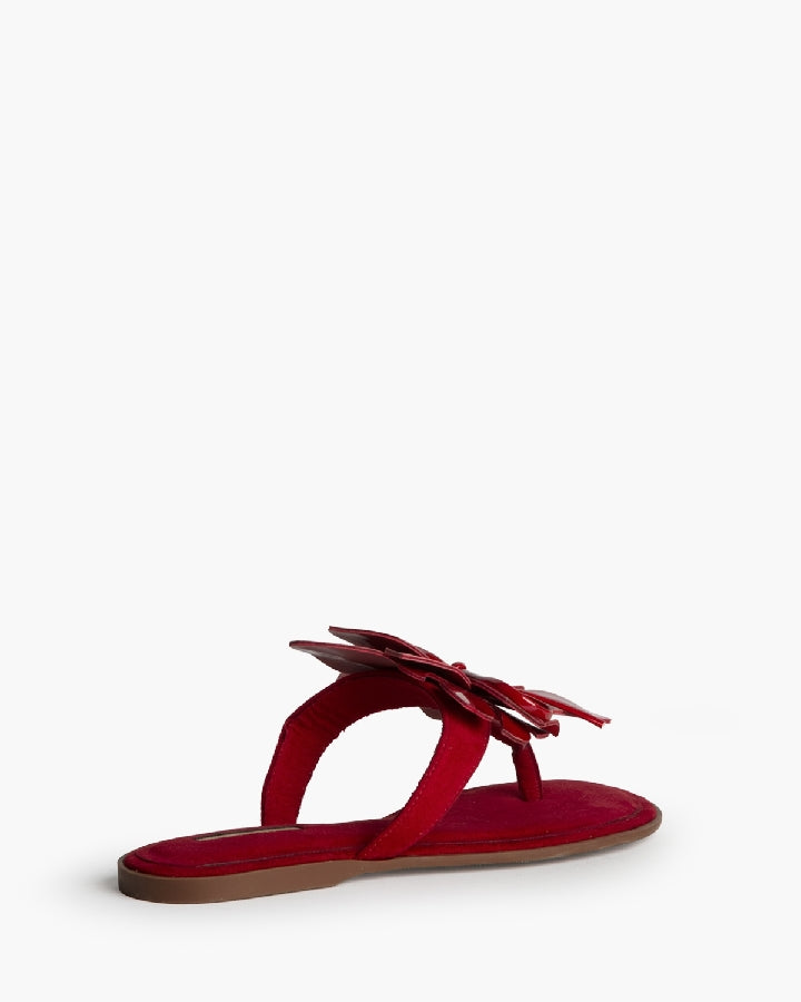 Sandália/chinelo com flor vermelho