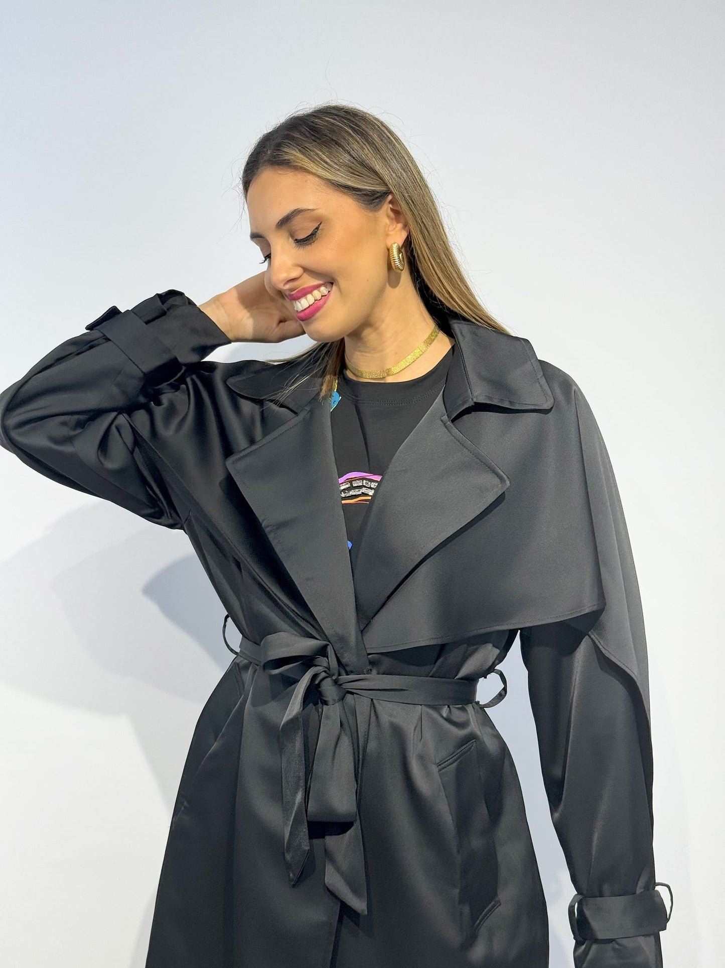 Gabardine acetinada preta