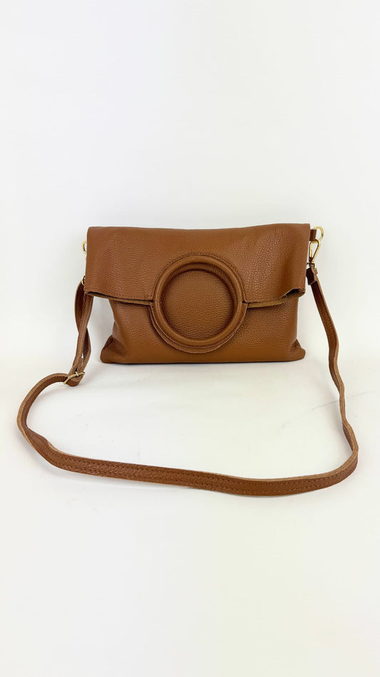 Carteira estilo envelope péle genuína camel