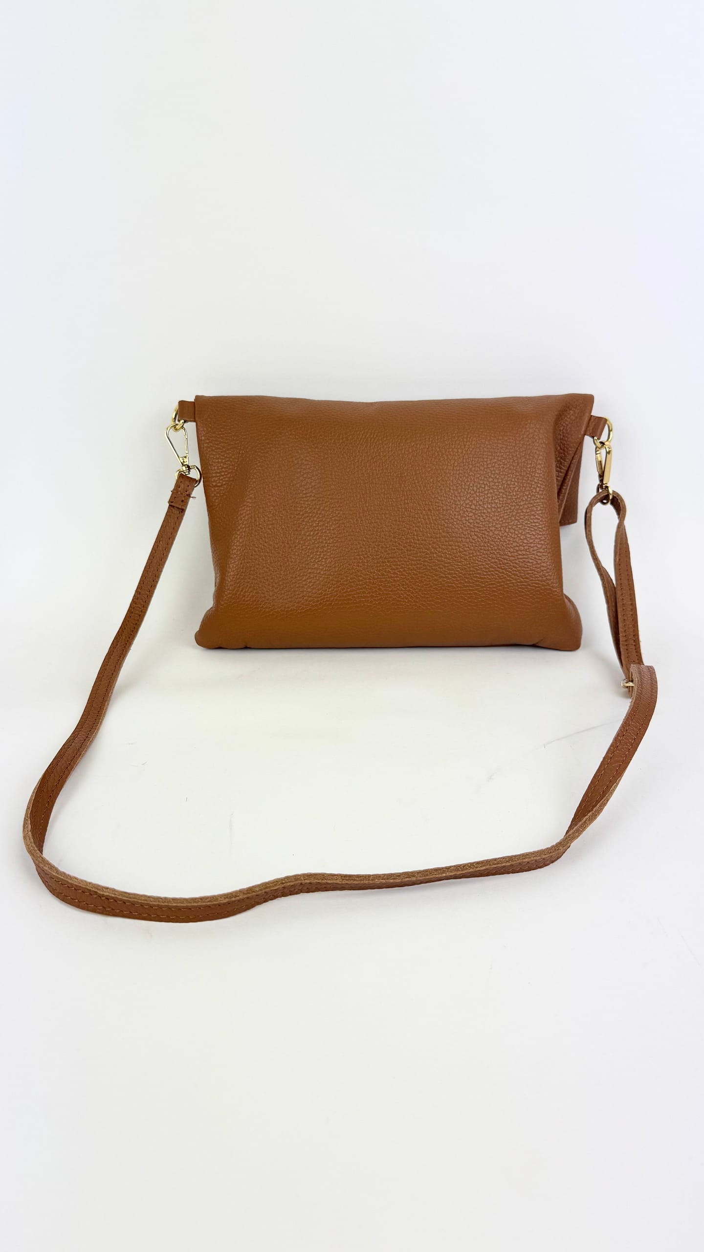 Carteira estilo envelope péle genuína camel