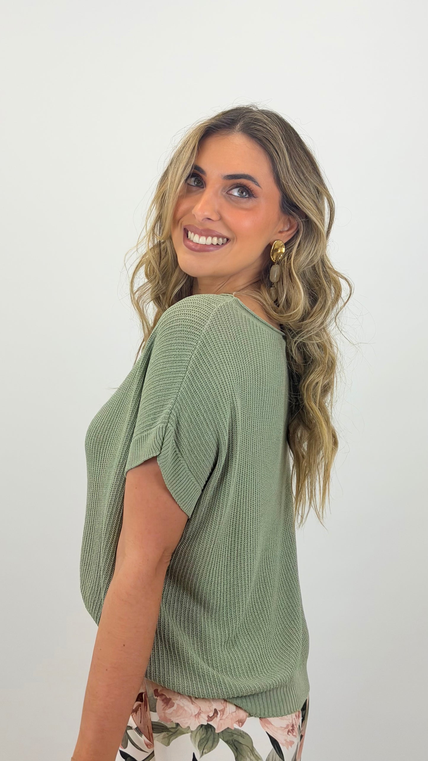 Camisola/t-shirt malha canelada verde